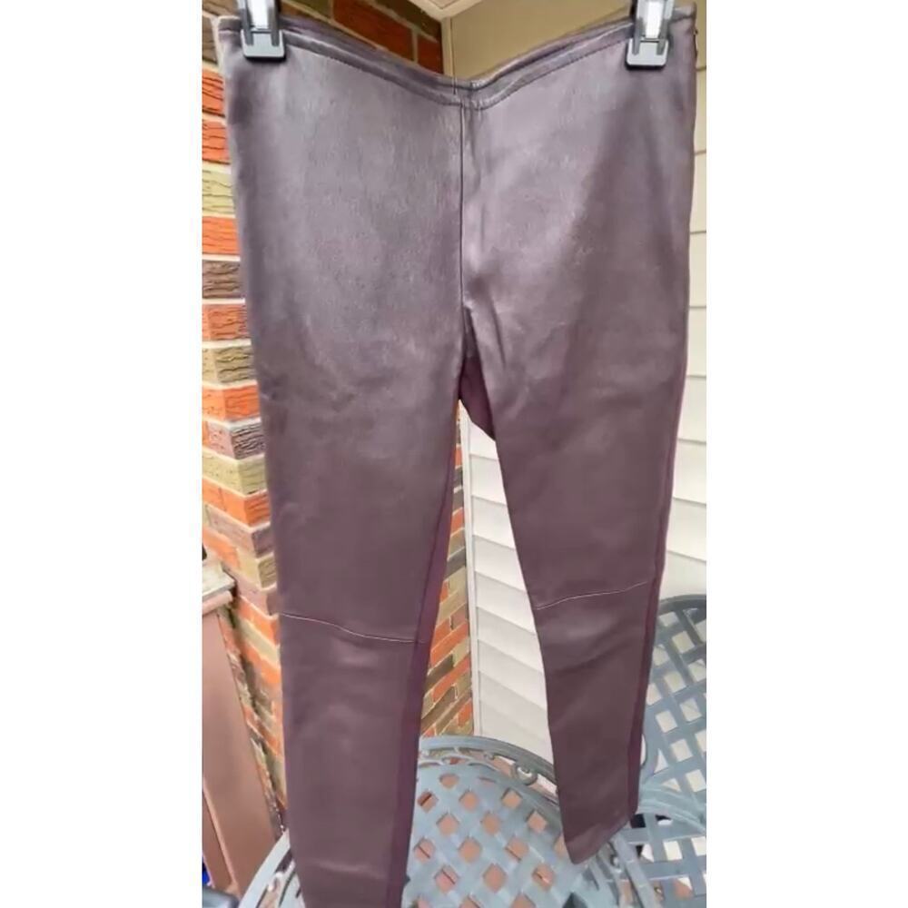 Akris Punto Leather Fitted Pants with Jersey Back 4